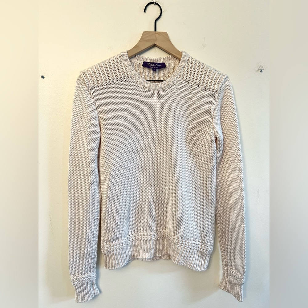 Ralph Lauren Purple Label Silk Cashmere Knit Sweater cream fall quiet luxury